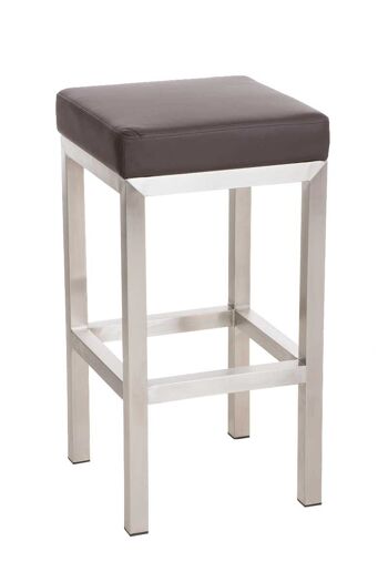 Tabouret de bar Taylor E80 marron 43x43x80 cuir artificiel marron acier inoxydable 1