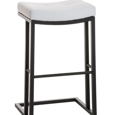 Taburete de bar Nepal B78 blanco 42x48x78 cuero artificial blanco Metal negro mate