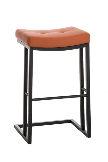 Tabouret de bar Nepal B78 orange 42x48x78 simili cuir orange Métal noir mat 1