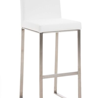 Taburete de bar Belfast E78 blanco 48x41x102 cuero artificial blanco acero inoxidable