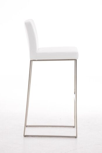 Tabouret de bar Belfast E78 blanc 48x41x102 cuir artificiel blanc acier inoxydable 3