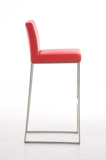 Tabouret de bar Belfast E78 rouge 48x41x102 cuir artificiel rouge acier inoxydable 3