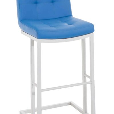 Tabouret de bar Carlton W78 bleu 45x44x104 cuir artificiel bleu métal