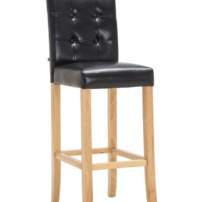 Tabouret de bar Burda noir naturel 46x39x115 simili cuir noir Bois