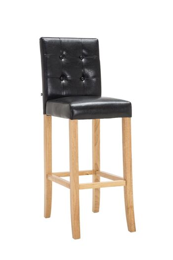 Tabouret de bar Burda noir naturel 46x39x115 simili cuir noir Bois 1