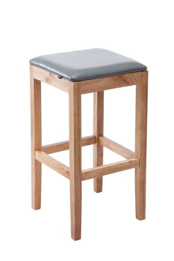 Tabouret de bar Rocket simili cuir Natura Gris 40x40x76 Simili cuir gris Bois 1