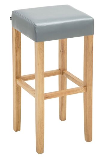 Tabouret de bar Judy naturel Gris 37x37x80 Cuir artificiel gris Bois 1