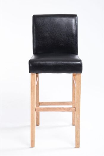 Tabouret de bar Alvin noir naturel 50x44x108 simili cuir noir Bois 2