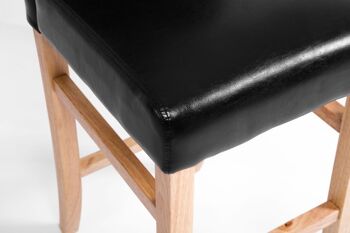 Tabouret de bar Alvin noir naturel 50x44x108 simili cuir noir Bois 7