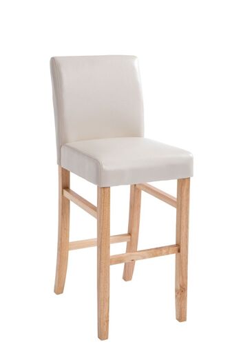 Tabouret de bar Alvin crème naturelle 50x44x108 cuir artificiel crème Bois 1