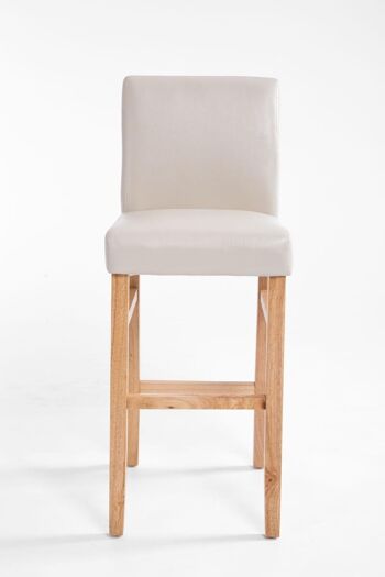 Tabouret de bar Alvin crème naturelle 50x44x108 cuir artificiel crème Bois 2