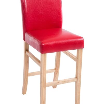 Barhocker Alvin naturrot 50x44x108 rotes Kunstleder Holz