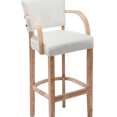 Tabouret de bar Lionel avec accoudoirs blanc naturel 44x56x112 simili cuir blanc Bois