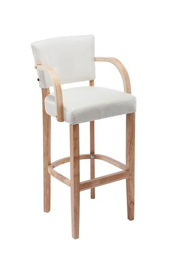 Tabouret de bar Lionel avec accoudoirs blanc naturel 44x56x112 simili cuir blanc Bois 1