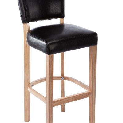 Tabouret de bar Lionel noir naturel 44x46x112 simili cuir noir Bois