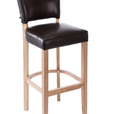 Tabouret de bar Lionel marron naturel 44x46x112 simili cuir marron Bois