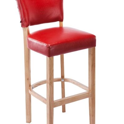 Tabouret de bar Lionel rouge naturel 44x46x112 simili cuir rouge Bois