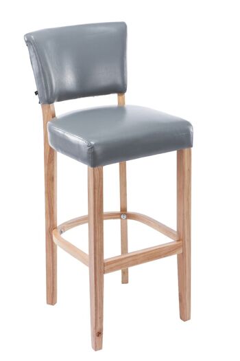 Tabouret de bar Lionel gris naturel 44x46x112 Similicuir gris Bois 1