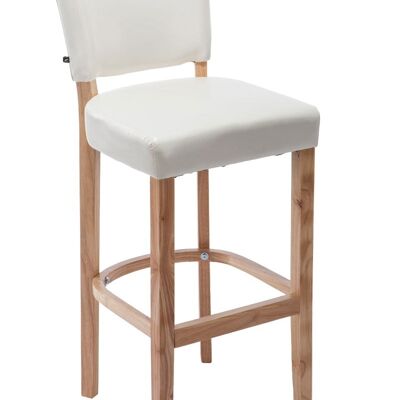 Tabouret de bar Lionel blanc naturel 44x46x112 simili cuir blanc Bois