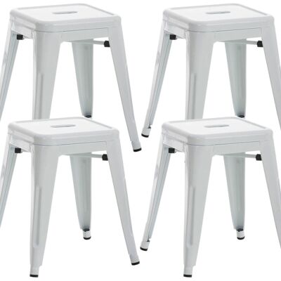 Set of 4 stools Armin white 40x40x46 white metal metal