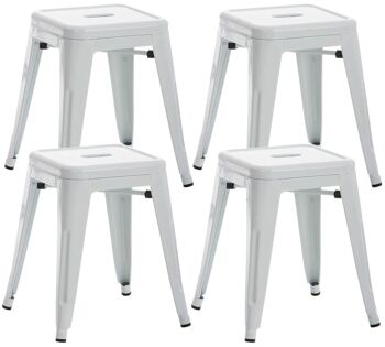 Lot de 4 tabourets Armin métal blanc 40x40x46 métal blanc 1