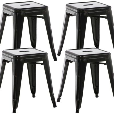 Set of 4 stools Armin black 40x40x46 black metal metal