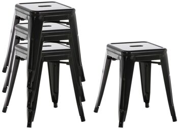 Lot de 4 tabourets Armin noir 40x40x46 métal noir métal 7