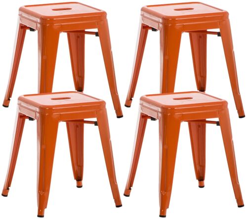 Set van 4 krukken Armin oranje 40x40x46 oranje metaal metaal