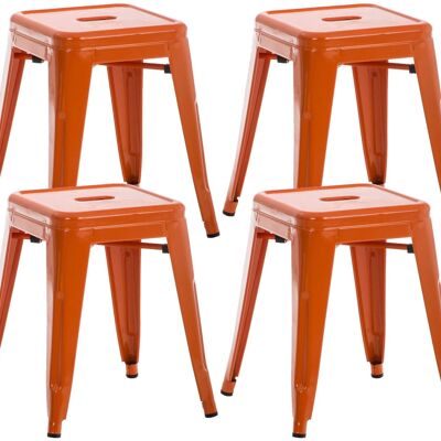 Set mit 4 Hockern Armin orange 40x40x46 orange Metall Metall