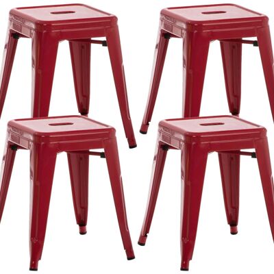Set of 4 stools Armin red 40x40x46 red metal metal