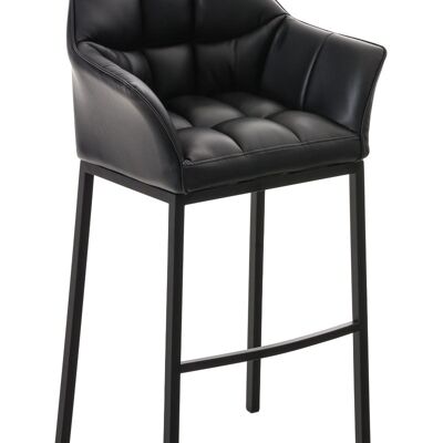 Tabouret de bar Damaso B avec structure à 4 pieds noir 48x64x110 cuir artificiel noir métal