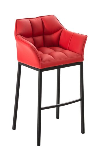 Tabouret de bar Damaso B avec structure à 4 pieds rouge 48x64x110 cuir artificiel rouge métal 1