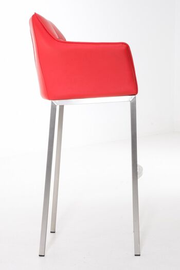 Tabouret de bar Damaso E avec structure à 4 pieds rouge 48x64x110 cuir artificiel rouge métal 3