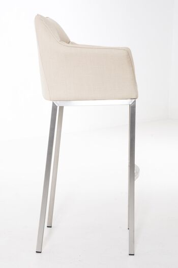 Tabouret de bar Damaso E tissu avec structure à 4 pieds crème 48x64x110 crème Matière métal 3