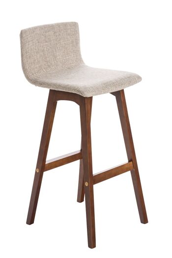 Tabouret de bar Taunus tissu noyer crème 40x40x93 crème Matière Bois 1