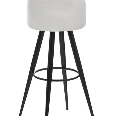 Taburete de bar Florence B76 blanco 34,5x34,5x76 cuero artificial blanco Metal negro mate