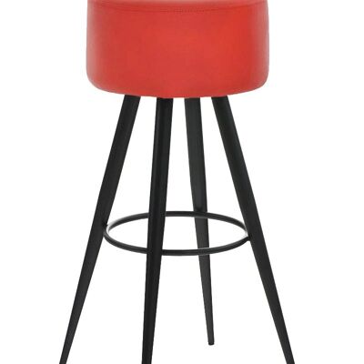 Tabouret de bar Florence B76 rouge 34,5x34,5x76 similicuir rouge Métal noir mat