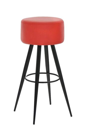 Tabouret de bar Florence B76 rouge 34,5x34,5x76 similicuir rouge Métal noir mat 1