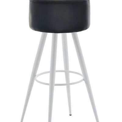 Taburete de bar Florence W76 negro 34,5x34,5x76 cuero artificial negro Metal blanco mate