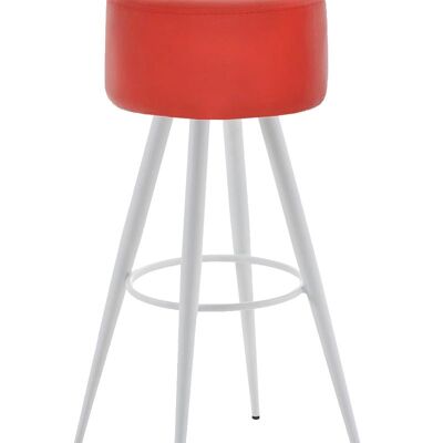 Taburete de bar Florence W76 rojo 34,5x34,5x76 cuero artificial rojo Metal blanco mate