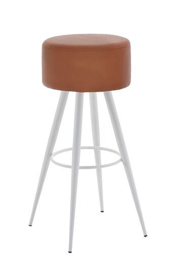 Tabouret de bar Florence W76 marron clair 34,5x34,5x76 cuir artificiel marron clair Métal blanc mat 1