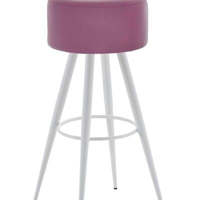 Taburete de bar Florence W76 violeta 34,5x34,5x76 cuero artificial violeta Metal blanco mate