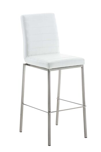 Tabouret de bar Samos blanc 56x43x116 cuir artificiel blanc acier inoxydable 1