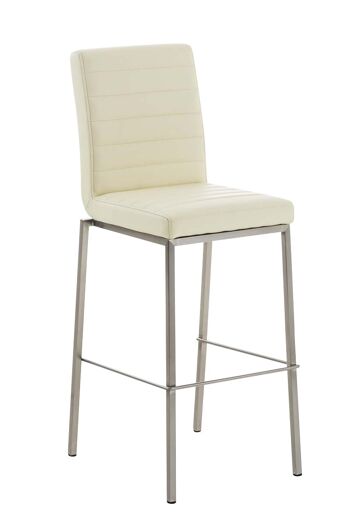 Tabouret de bar Samos crème 56x43x116 crème simili cuir inox 1