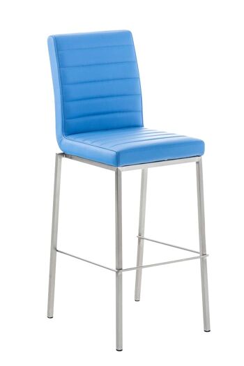 Tabouret de bar Samos bleu 56x43x116 cuir artificiel bleu acier inoxydable 1