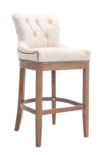 Tabouret de bar Lakewood tissu, antique crème clair 57x55x109 crème Matière Bois 1