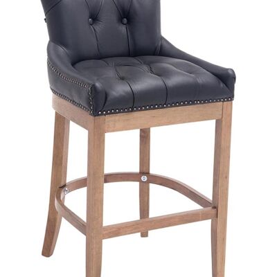 Tabouret de bar Lakewood cuir véritable, noir clair antique 57x55x109 simili cuir noir Bois