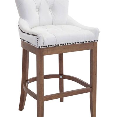 Tabouret de bar Lakewood cuir véritable, blanc clair antique 57x55x109 simili cuir blanc Bois