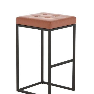 Taburete de bar Lugano B77 marrón claro 45x41x77 cuero artificial marrón claro Metal negro mate