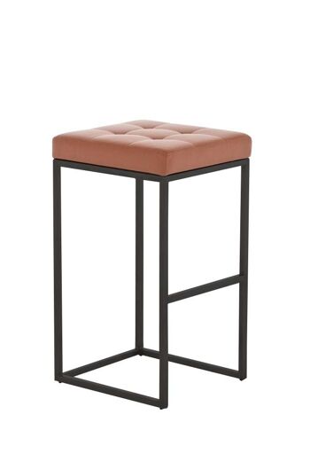 Tabouret de bar Lugano B77 marron clair 45x41x77 cuir artificiel marron clair Métal noir mat